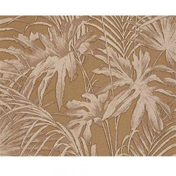 A.S. Création Vliestapete Soraya – Jungle Style Palmenprint 10,05 m × 0,53 m – Metallic Beige/Braun