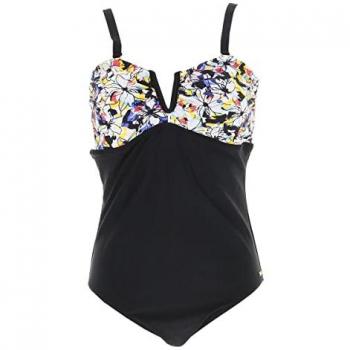 One Piece Swimwear Treeker9 Folkflower Noir, Taille 42 – Bretelles ajustables, Coussinets amovibles