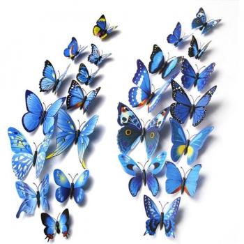 12 pcs 8 Colors 4.5cm Decorative 3D Butterflies for Weddings