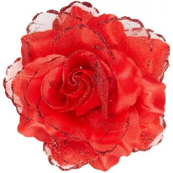 Barrette Dia de los muertos rose rouge
