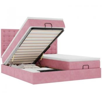 Matelas ottoman velours rose, 180 × 200 cm