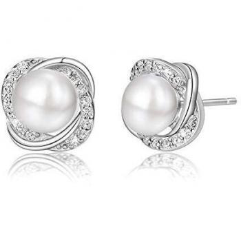 Hypoallergene PEARLOVE Perlen Ohrringe 925 Silber – Perfektes Muttertagsgeschenk