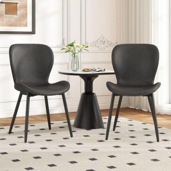 Poltrone Pranzo 2‑Set – Colore Grigio, Finitura Nero