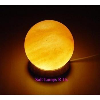 Wooden Base Himalayan Pink Salt Globe LED Lamp – USB Powered