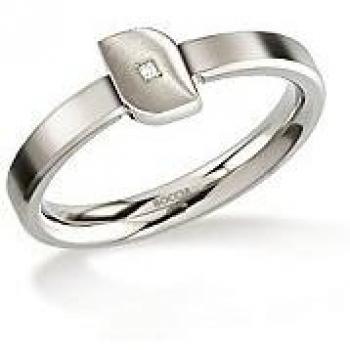 Boccia Titanring mit mattem Finish und Diamant