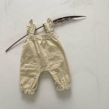 Pantalones coreanos acolchados de terciopelo con tirantes