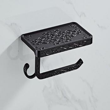 Antique Roll Holder with Shelf for Toilet Paper and Mobile Phone