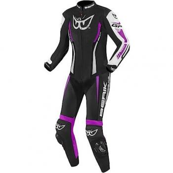 Outfit Motociclista Monza Negra con Detalle Lila
