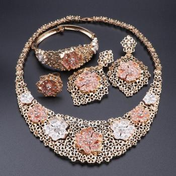 Flower Shape Necklace Bracelet Earrings