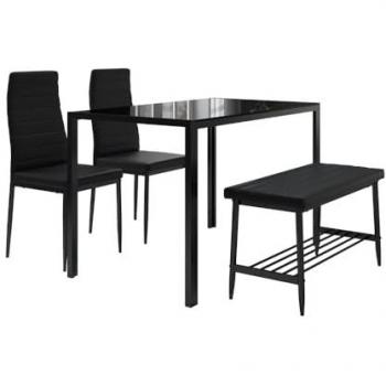 Set Noir Grand Table à Manger 120x70 cm – Composé de 4 Tables