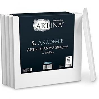 Set de 5 Toiles à Peindre Artina Akademie 30x30 cm, 280 g/m²