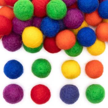 Multicoloured Felt Balls (Pack of 56) Craft Embellishments 7 Assorted Colours