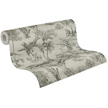Papel pintado de estilo tropical con fauna y flora