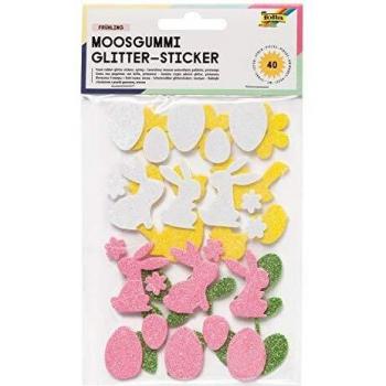 Folia Frühlings-Moosgummi Glitter Sticker, 40 Motive