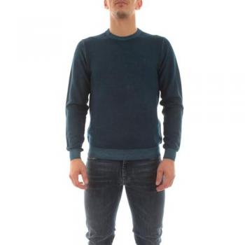 Maglione Blu Uomo SUN68 in Lana Punto Riso Vintage