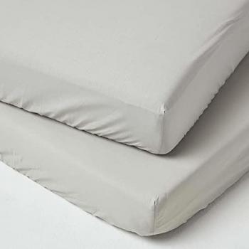Set de 2 draps housses lit bébé gris, coton égyptien 200 fils, dimensions 70×140 cm – Homescapes
