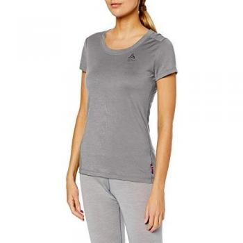Camiseta de Manga Corta Odlo Merino 130 para Mujer, Gris Claro