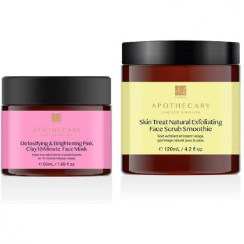 Mascarilla de Arcilla Rosa Desintoxicante y Luminosa + Batido Exfoliante Natural Skin Treat