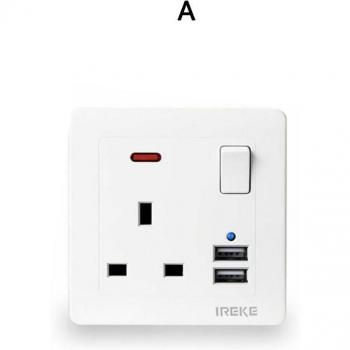 Flat Plate 13A UK Socket with USB Charger