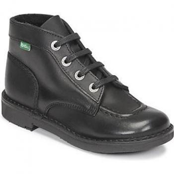 Botines KICKERS KICK COL para Mujer, Niña y Niño, Color Negro con Detalles en Ecru