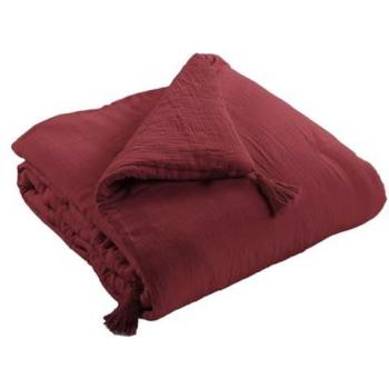 Édredon Uni Gaze de Coton 150x150 cm Rouge