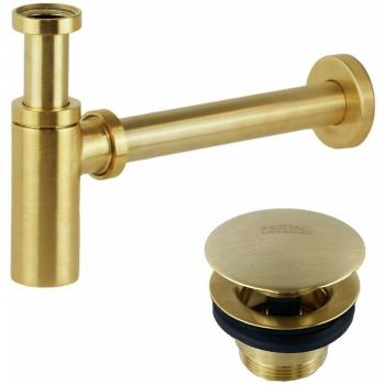Conjunto de desagüe y sifón Gattoni oro cepillado KITSCA1SG