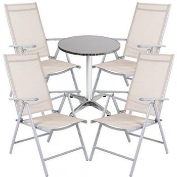 Silber‑Beigene Bistro‑Sitzgarnitur von Mojawo – 5‑teilig