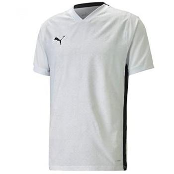 Camiseta PUMA 'Team Cup' Gris con Detalles Negros y Blancos