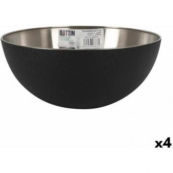 Ensaladeras Quttin 29×12 cm, Acero Negro Plateado, 4 unidades