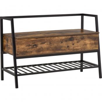 Mobile Scarpiera Industriale con Panca in Legno Marrone
