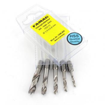 Holzspiralbohrer‑Bitpaket Famag, 5‑Stück, HSS‑G – 3/4/5/6/8 mm (Blister)