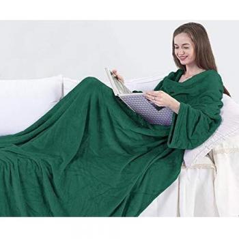 Grüne Kuscheldecke für die Couch 150 × 180 cm – weich & arm­haltend