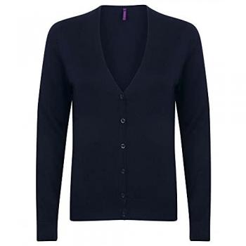 Cárdigan de mujer azul oscuro con cuello en V y botones Henbury XS