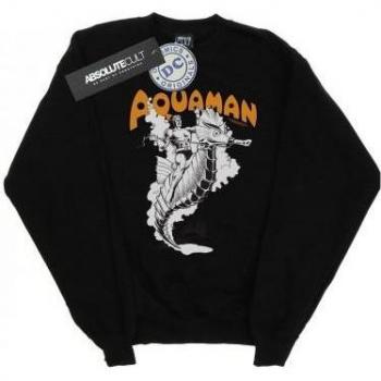 Männliches Aquaman Mono Action Pose Sweatshirt (schwarz)