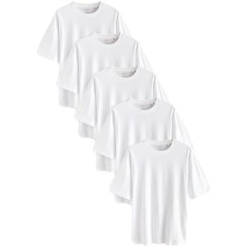Next White Essential Cotton T-Shirt Herren-Set 5 Stück Relaxed Cut