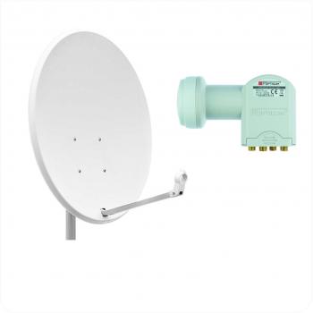 Opticum X80 Satellitenschüssel Antenne 80 cm mit Quad LNB LQP-04H stahl lichtgrau