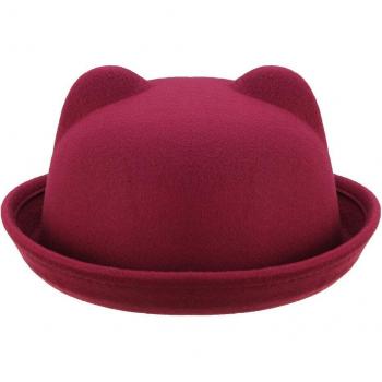Non-Deformable Girls' Cat Ear Bowler Hat