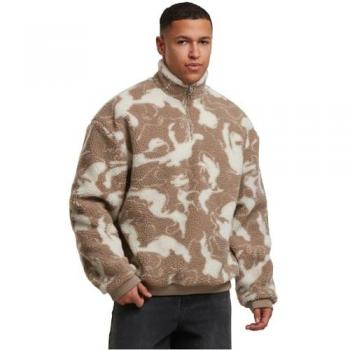 Camo Pattern Teddy Borg Fleece, ½ Zip, Funnel Neck – Large