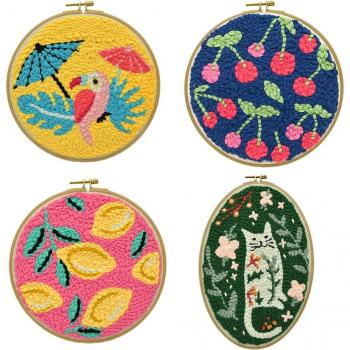 Cat Punch Needle Starter Set with Pen and Hoop