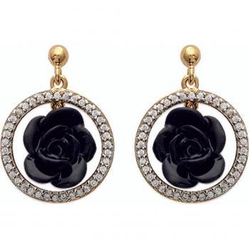 Orecchini Les Trésors De Lily J3114 in Oro Placcato Rosa Nero Dorato 15×20 mm
