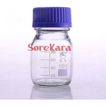 Flacon en verre réactif 100ml bleu avec couvercle à vis