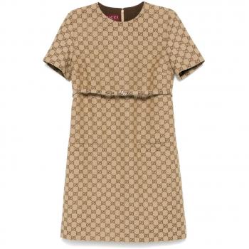Gucci Women's Dress, Beige/Brown GG Supreme, Size M