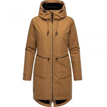 Ragwear Damen Kurzmantel Holstic, Größe XXXL, braun mit Kunstfell