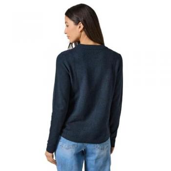 Strickpullover CECIL Gr. XXL (46), blau (deep petrol melange), Damen, Web, Stoff, 37% Baumwolle, 34% Polyacryl, 26% Polyester, 3% Elasthan
