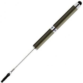 I-Charm 31254 Mini-Feinfühliger Kugelschreiber – Metallic Grey, D1-Mine, Blau, Stylus, Clip für Kopfhörer‑Jack