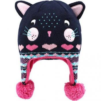 Warm Cat Pompom Beanie for Girls