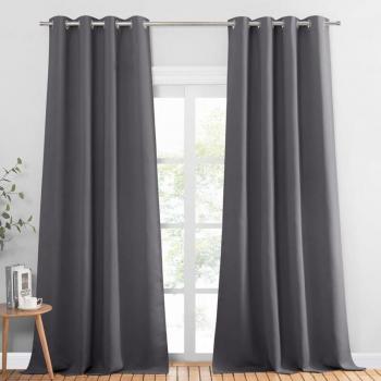 Éclipse thermique Jn.songs Lot de 2 rideaux occultants gris 132x213 CM