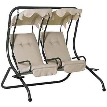 Outsunny Swinging Chair with Canopy for Outdoor Use, 2-Seater Garden Hammock, Patio Furniture