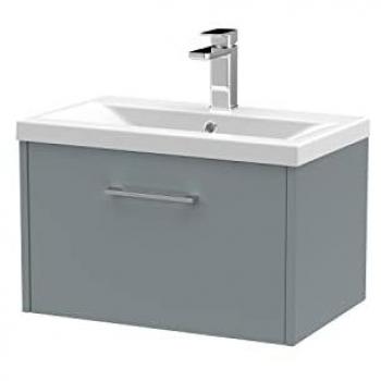 Juno Coastal Grey 600mm Wall Hung Vanity Unit with Mid-Edge Ceramic Basin