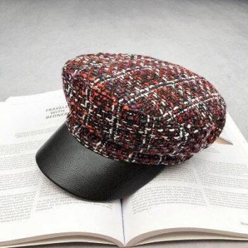 Men's Newsboy Black Plaid Visor